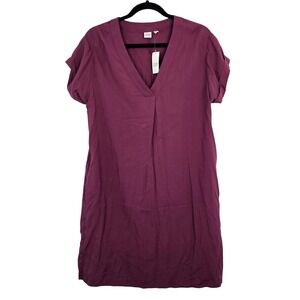 Gap Women's Shift‎ Dress Small Plum Purple V-Neck Short Sleeve Rayon NWT